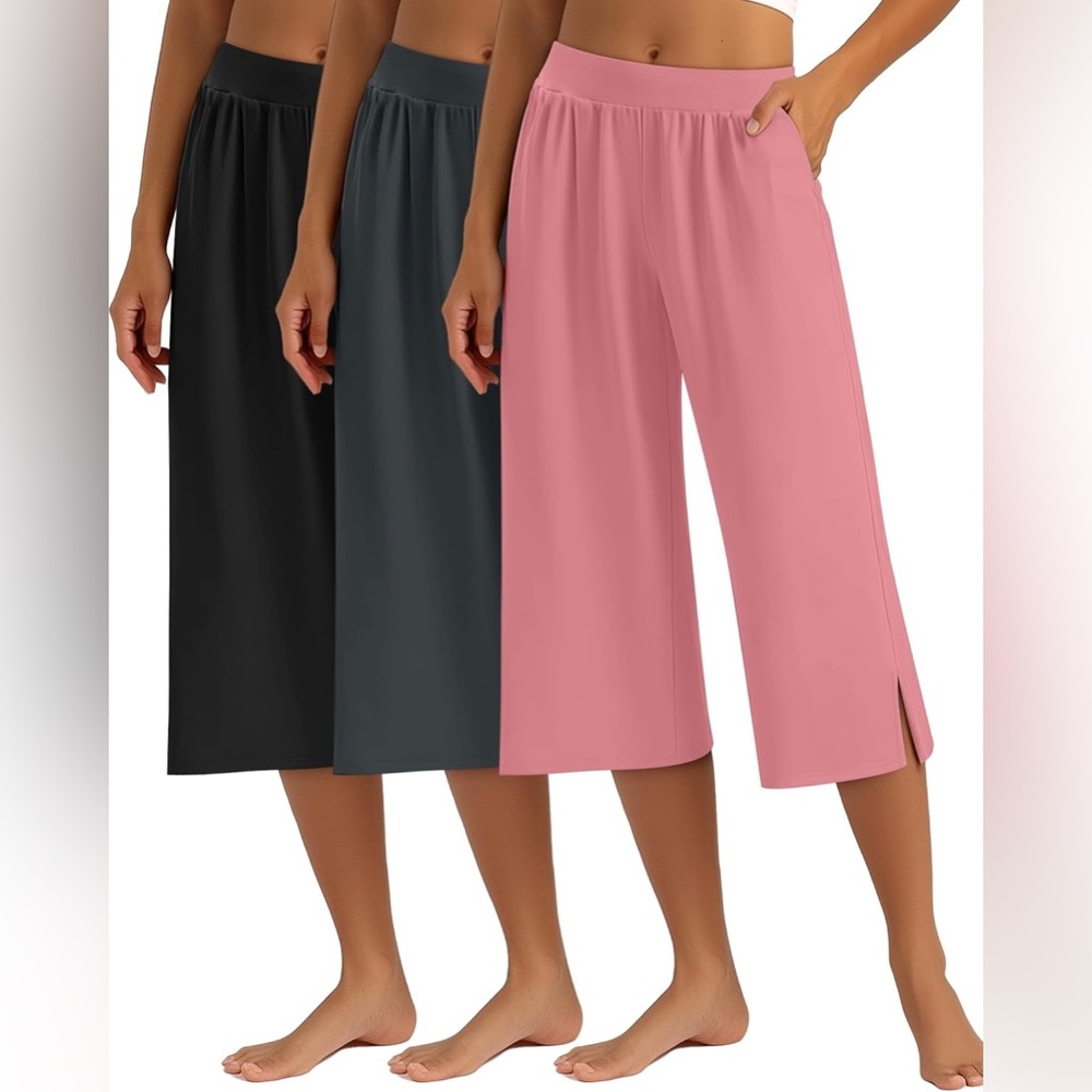 (NWT)3 Pack (Small)Women's Pants Capri Joggers Loose Cropped Workout Sweatpants